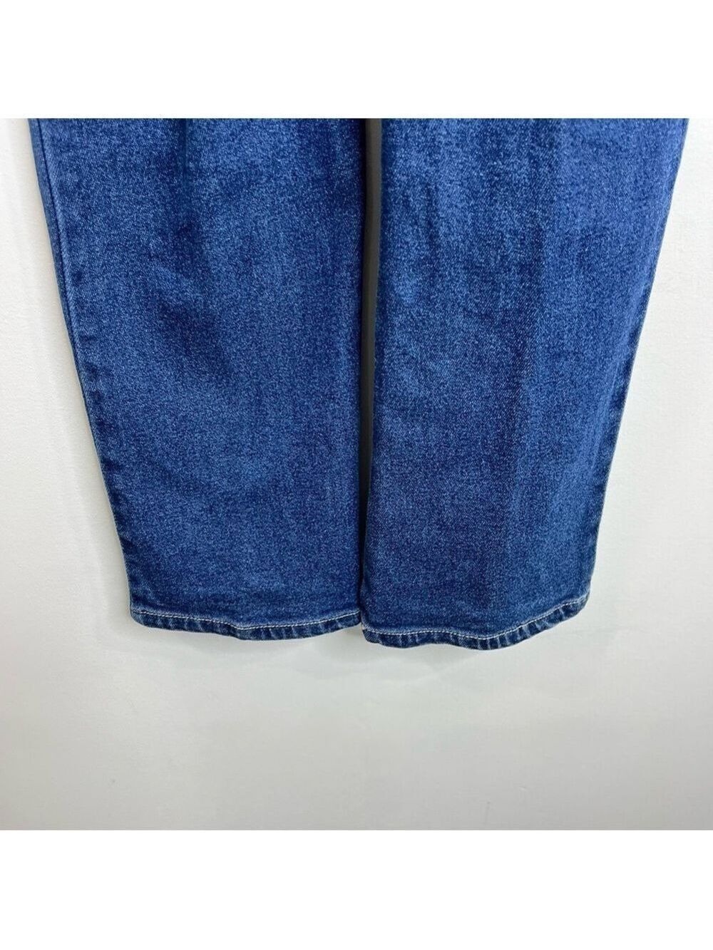 Vintage 90s Y2K minimalist high rise straight leg dark blue full length jeans 29 - Picture 8 of 14